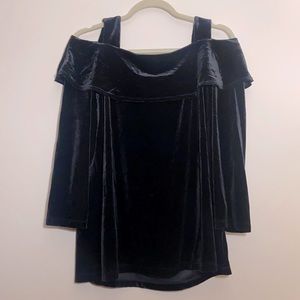 Susan Graver Women’s Large Black Velvet Cold Shoulder Top